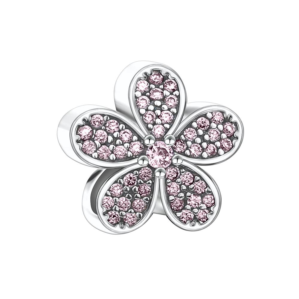 925 Silver Pink Series Cake Wings Flower Heart Pig House Donut Charm Bead Fit Bracelet DIY For Woman Girl Jewelry