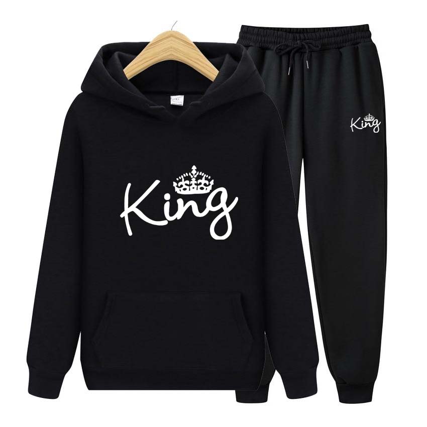 Men Tracksuits Set Spring Autumn King Print Sweatshirt Long Sleeve Hoodie Set Men Womens Hoodies Pants Clothes
