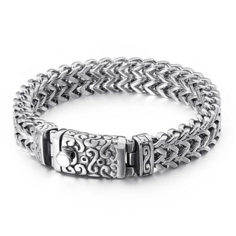 European and American Personalized Titanium Steel Keel Chain Bracelet, Punk Style Men's Diamond-encrusted Skull Bracelet