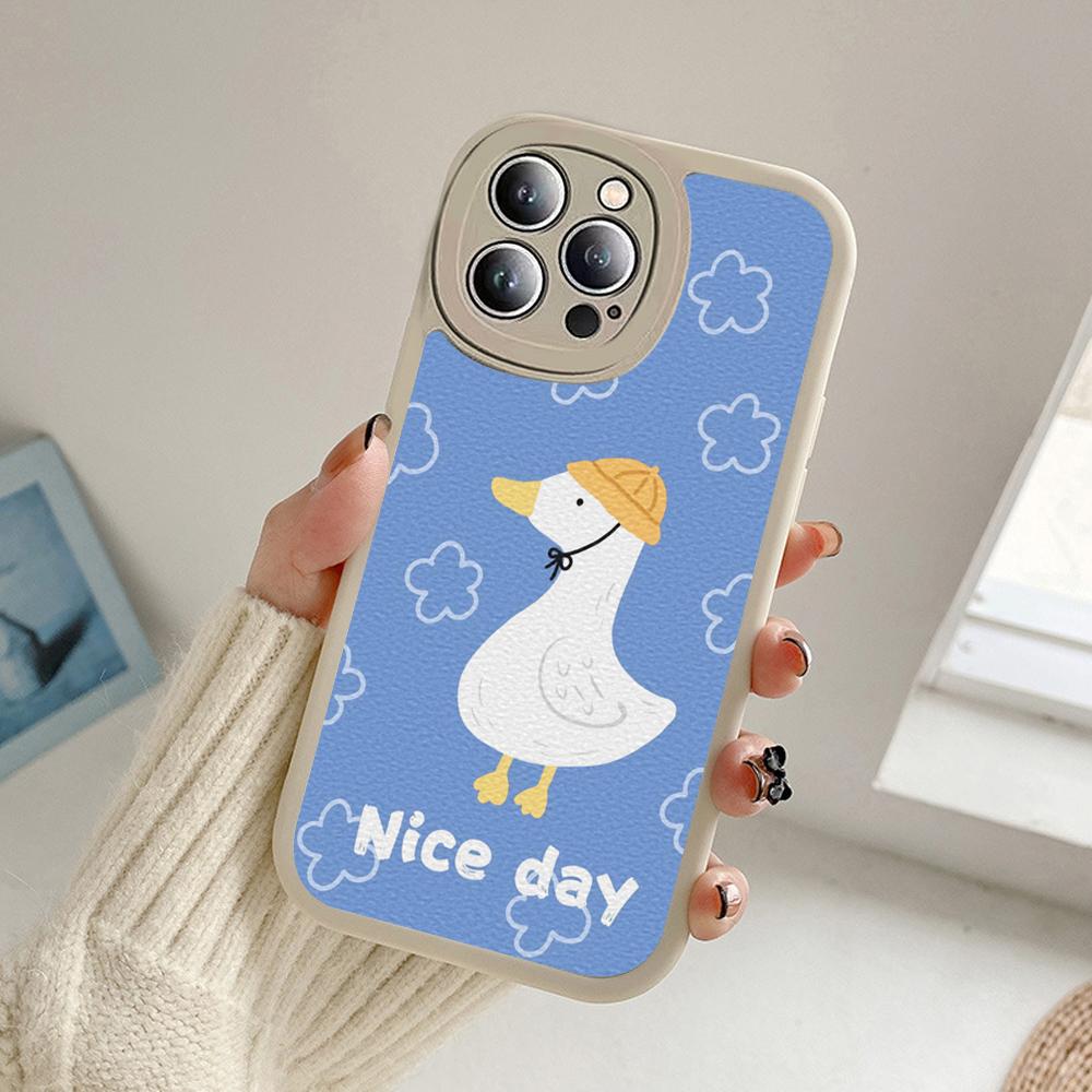 Huse de telefon cu pictură în ulei de rață de desene animate pentru Iphone 14 13 11 12 Pro MAX 13 12 MiNi 7 8plus 14 13 11PRO X XS 12 11 XR Huse din piele de miel