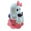 1/2Pcs Halloween Reading Ghost Figurine Pink Teacup Ghost Statue Resin Sculpture Home Office Holiday Party Desktop Decoration Ornament
