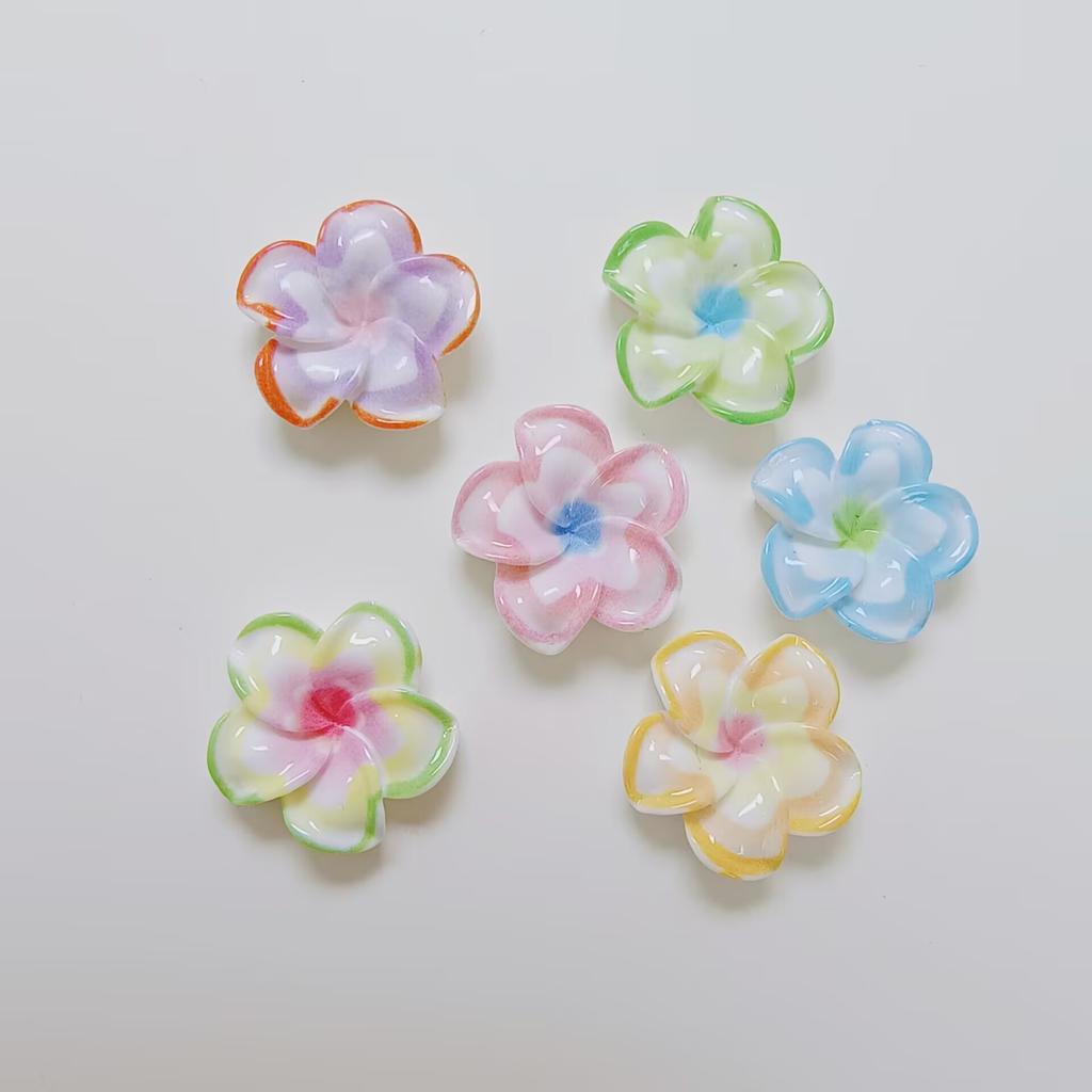 Bulk 100Pcs/Bag 18MM Colorful Plumeria Flower Cabochons Flatback Summer Florals Slime Charms Beads for Phone Case Decoration