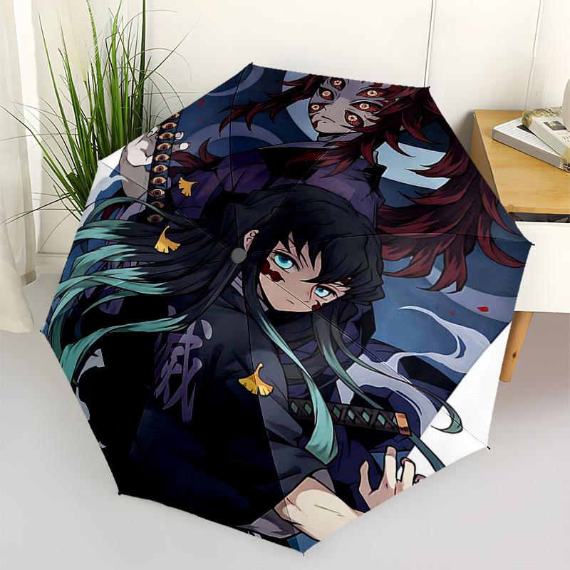 

1pc Demon Slayer: Tanjiro Kamado & Nezuko Masked - Outdoor Umbrella | Automatic Opening/Closing | Portable 3-Fold Design | 8-Rib Iron Frame | Festival