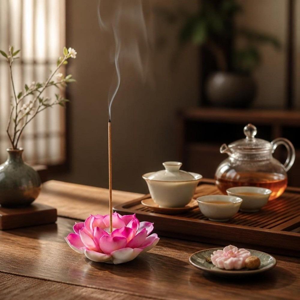 Flower Design Incense Stick Holder Ceramic Lotus Aromatherapy Stand Incense Burner Home Decor