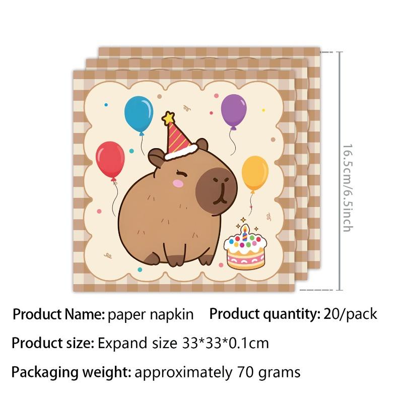 New Capybara Birthday Decoration Capybara Tableware Party Balloons Cups Plate Kit Banner Backdrop Cartoon Deco Supplies Set