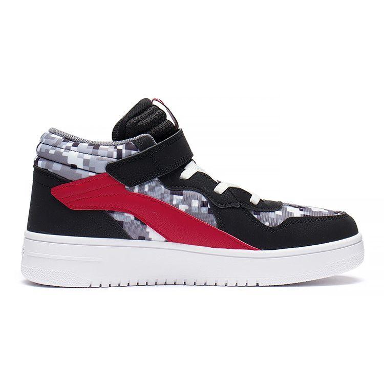 LiNing Shaohua 1.5 Casual Non-Slip Shock Absorbing Wear-Resistant Mid-Top Kids Sneakers Kids Sneakers Black Red YKCS118-5