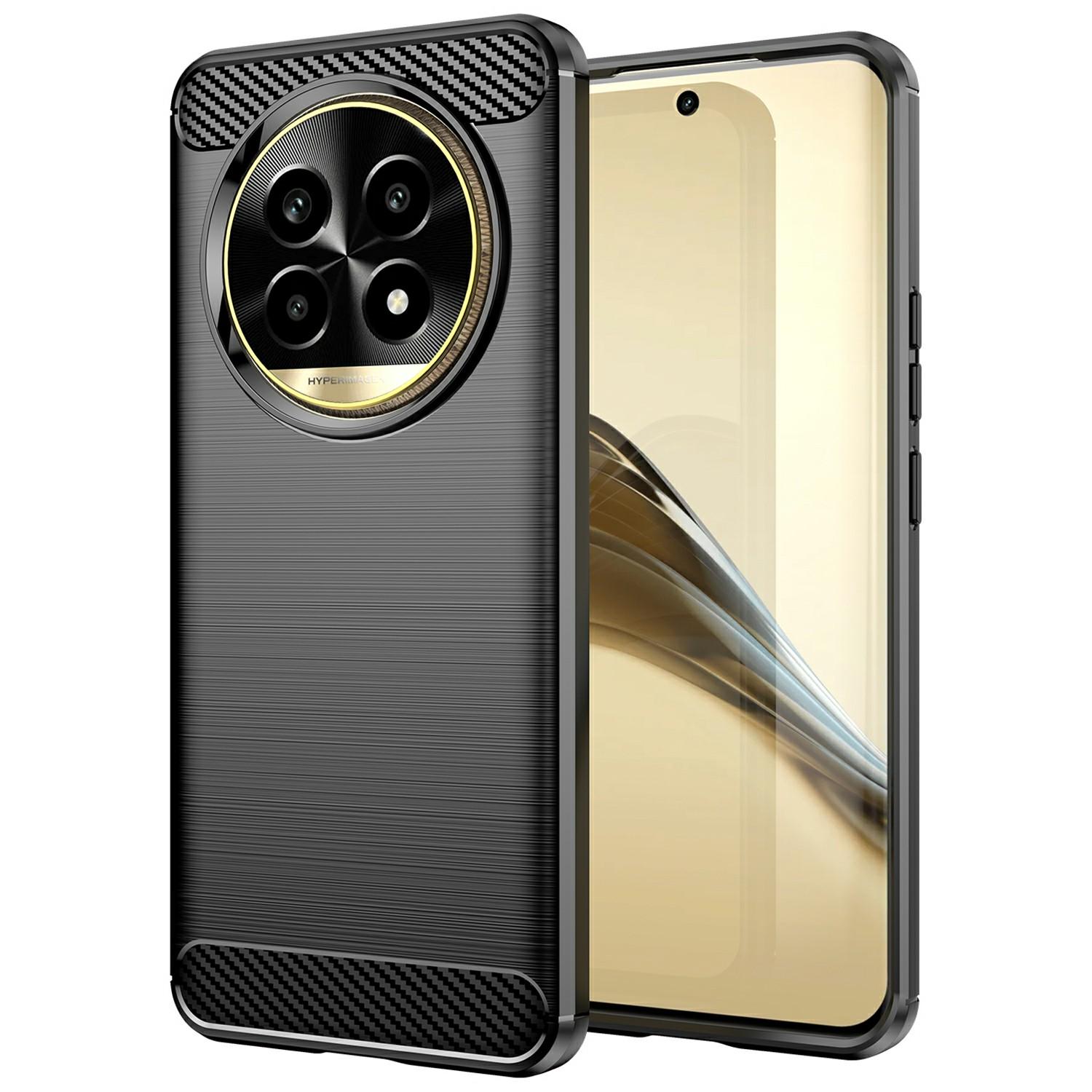 

Для Realme 13 Pro 5G (Глобальный)/13 Про+ 5G (Глобальный) Чехол Текстура Углеродного Волокна ТПУ Матовый Чехол для Телефона Black