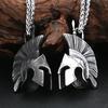 Vintage 3D Style Spartan Warrior Pendant Necklace Stainless Steel Fashion Unique Warriors Helmet Necklace For Men Amulet Jewelry