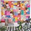 Snowman Cartoon Blocks Tapestry Wall Hanging Christmas Holiday Decor for Bedroom Living Room Winter Gift