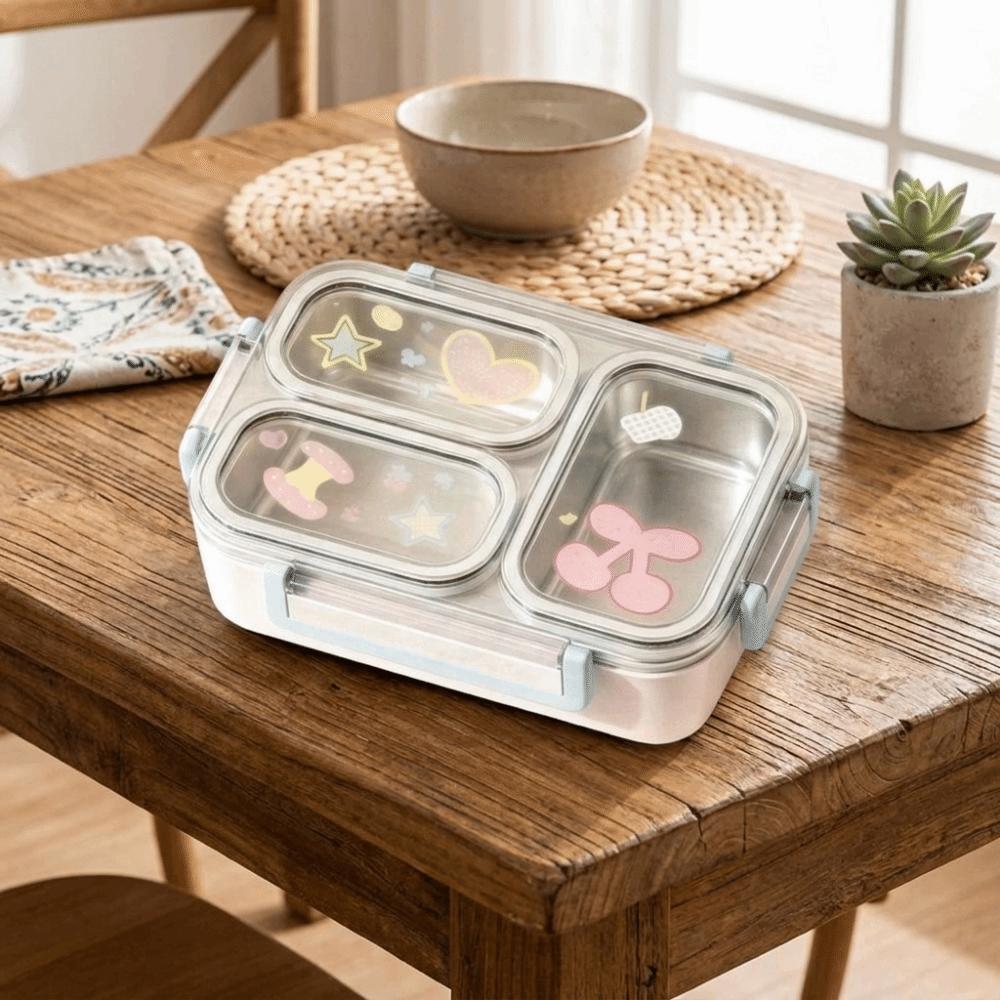 Mikrowellengeeignete Edelstahl-Lunchbox 2/3 Fächer Isolierte Lunchbox Snackbox für Büroangestellte