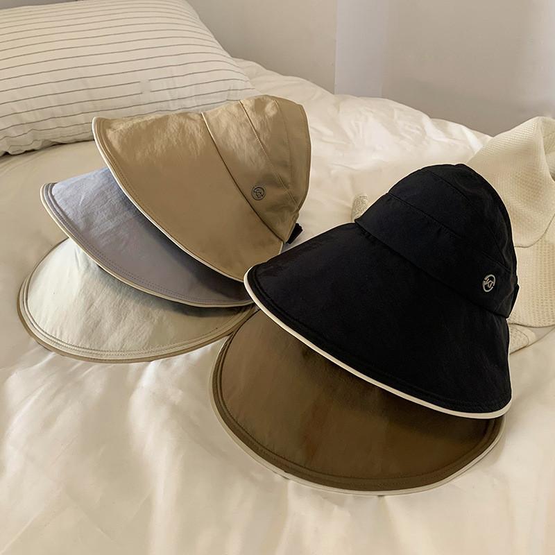 Trendy Brim Large Summer Hat For Women Uv Protection Black Sun Visor Cap