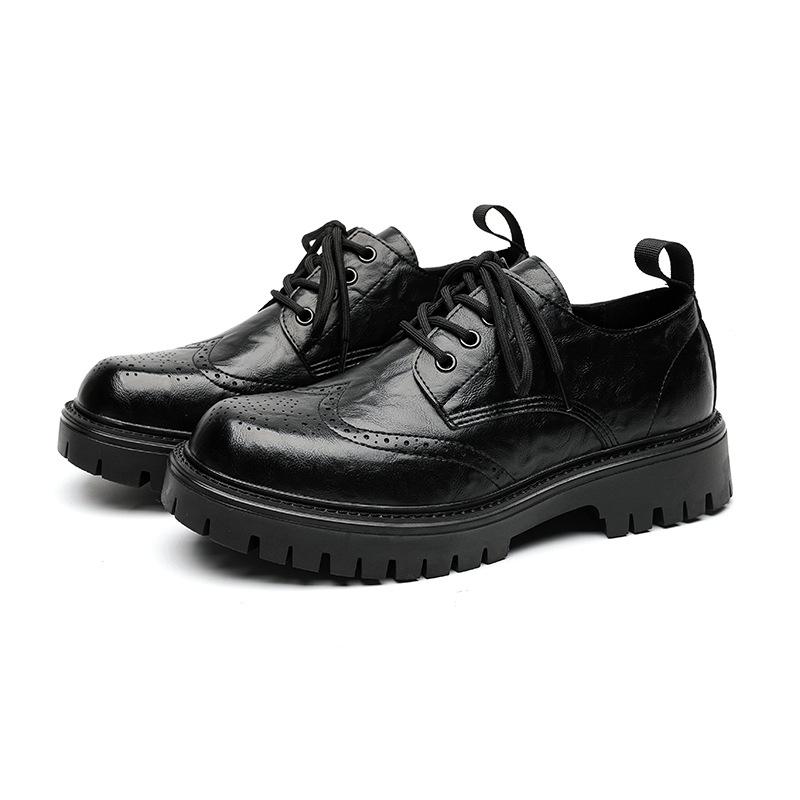 Leather Shoes Men's Summer New Men's Block Casual British Style Trend Business Big Head Platform Shoes 6406-R