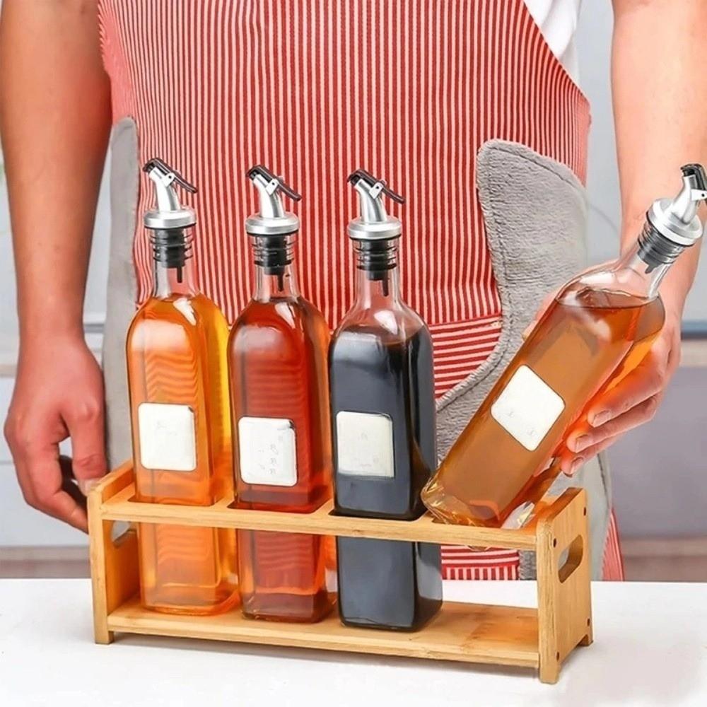 Multi-Compartment Glass Oil Bottle Rack Anti-Slip Kitchen Storage Shelf  Dining Table