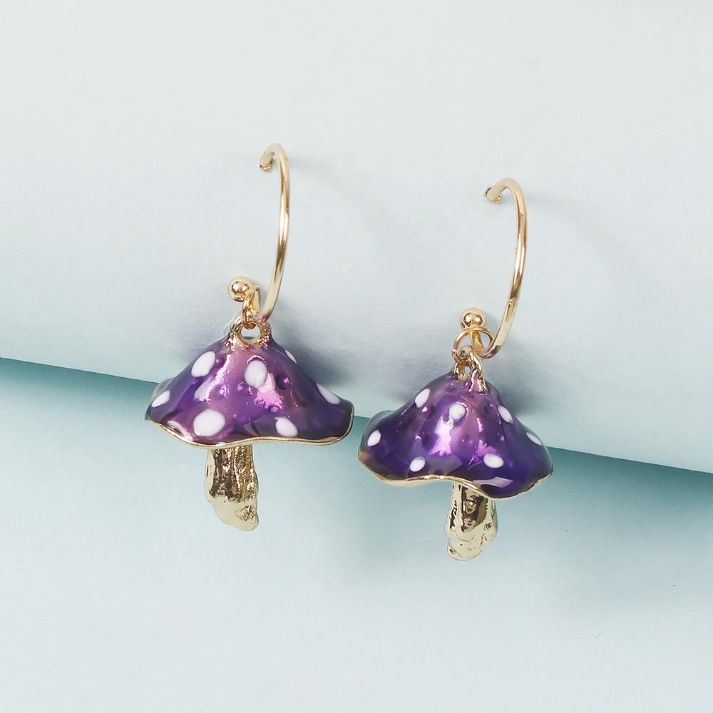 Europe and The United States Creative Fantasy Cute Mori Small Mushroom Drop Earrings Color Drop Mushroom Earrings Selling Well.