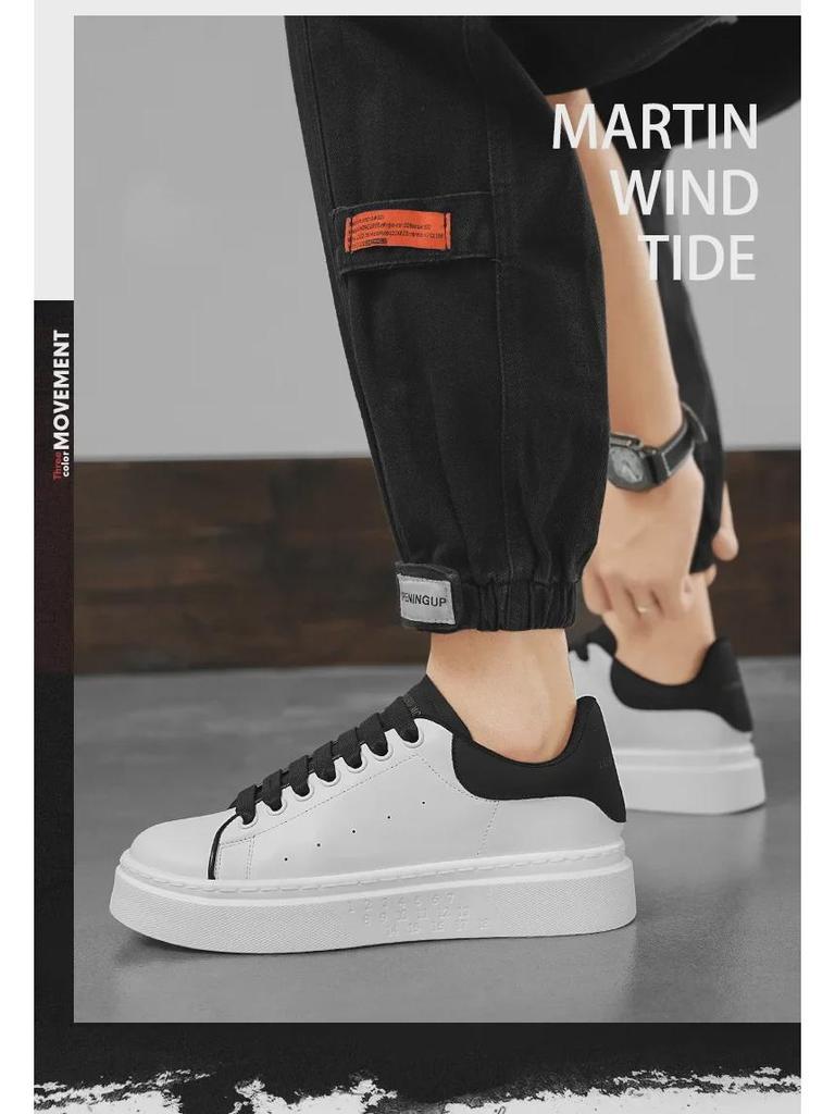 Men's 2024 Classic Summer Slip-On Sneakers: Breathable, Fashionable, Height-Enhancing, Thick-Soled White Shoes