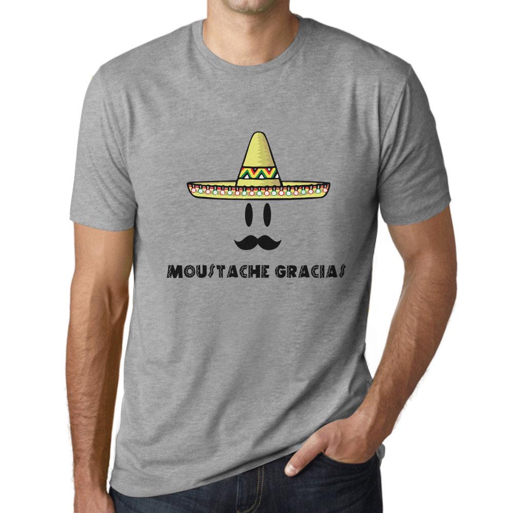 ULTRABASIC - Homme T-shirt Graphique Moustache Gracias Lettres Imprimes