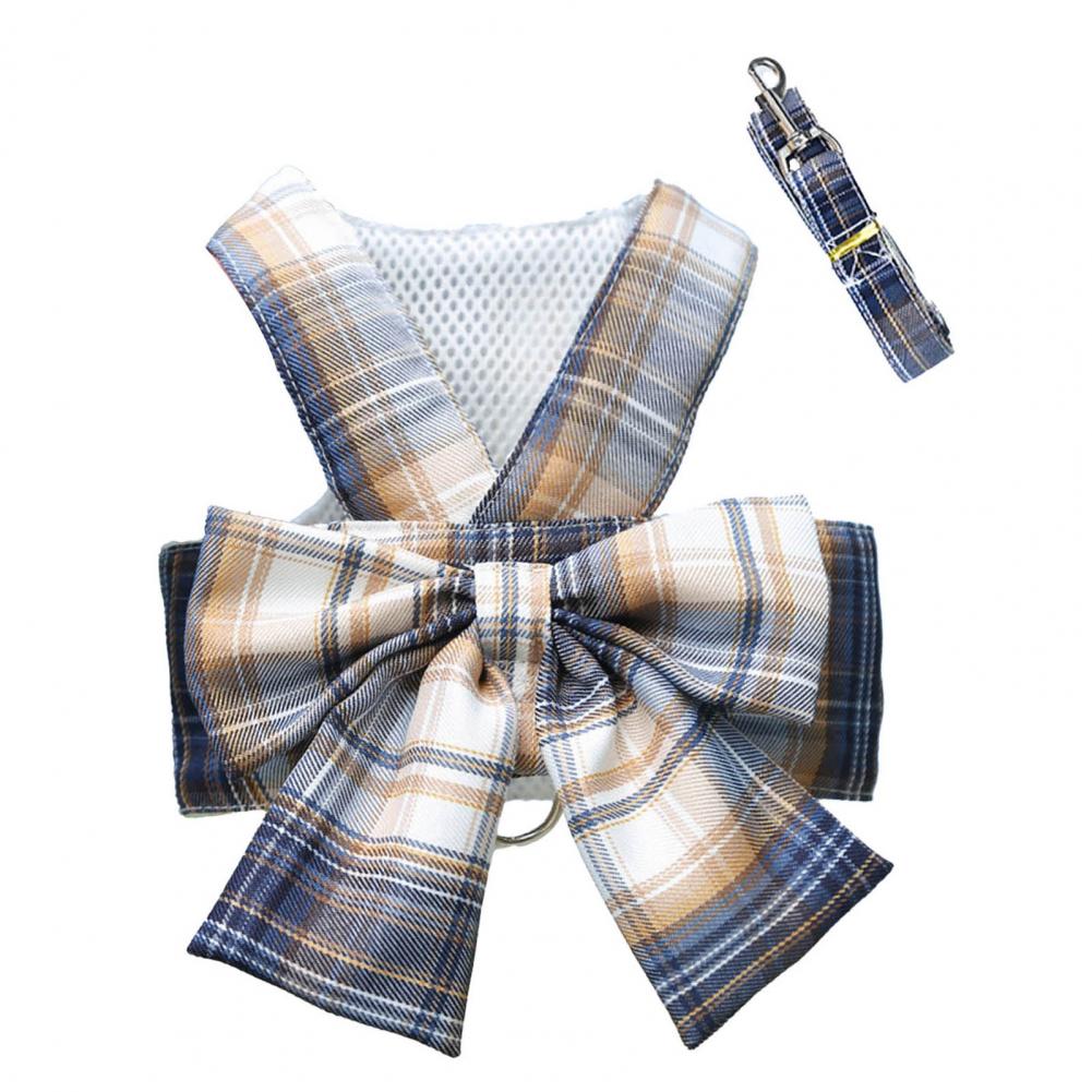 Rabbit JK Dresses and Leash Sets Mesh Plaid Pet Vest Harness Cat Bunny Chest Strap Set Small Animals Clothes Rabbits Accessories