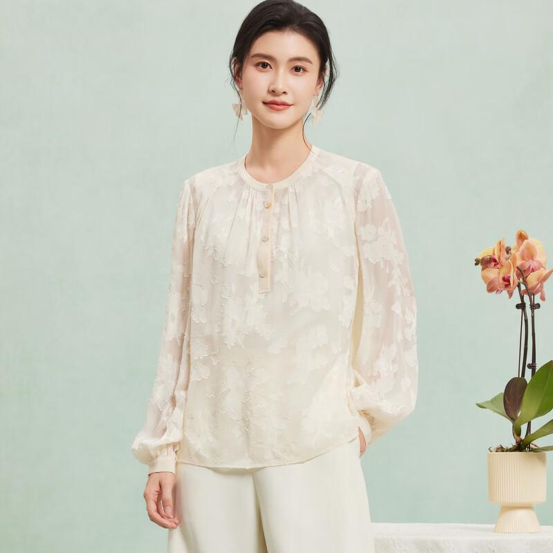 

Elegant French Mulberry Silk Long-Sleeve T-Shirt 2XL