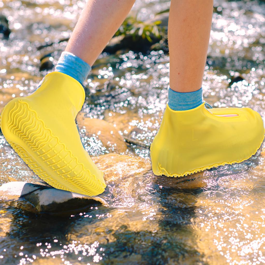 Silicone WaterProof Shoe Covers Zipper Shoe Protector  Reusable Non-Slip Rain Boot Overshoes Walking Shoes  for Men Women