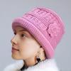 Women Thicken Knitted Hat Flower Crochet Bucket Hat for Elderly Women Winter Warm Fisherman Hat for Outdoor Activities