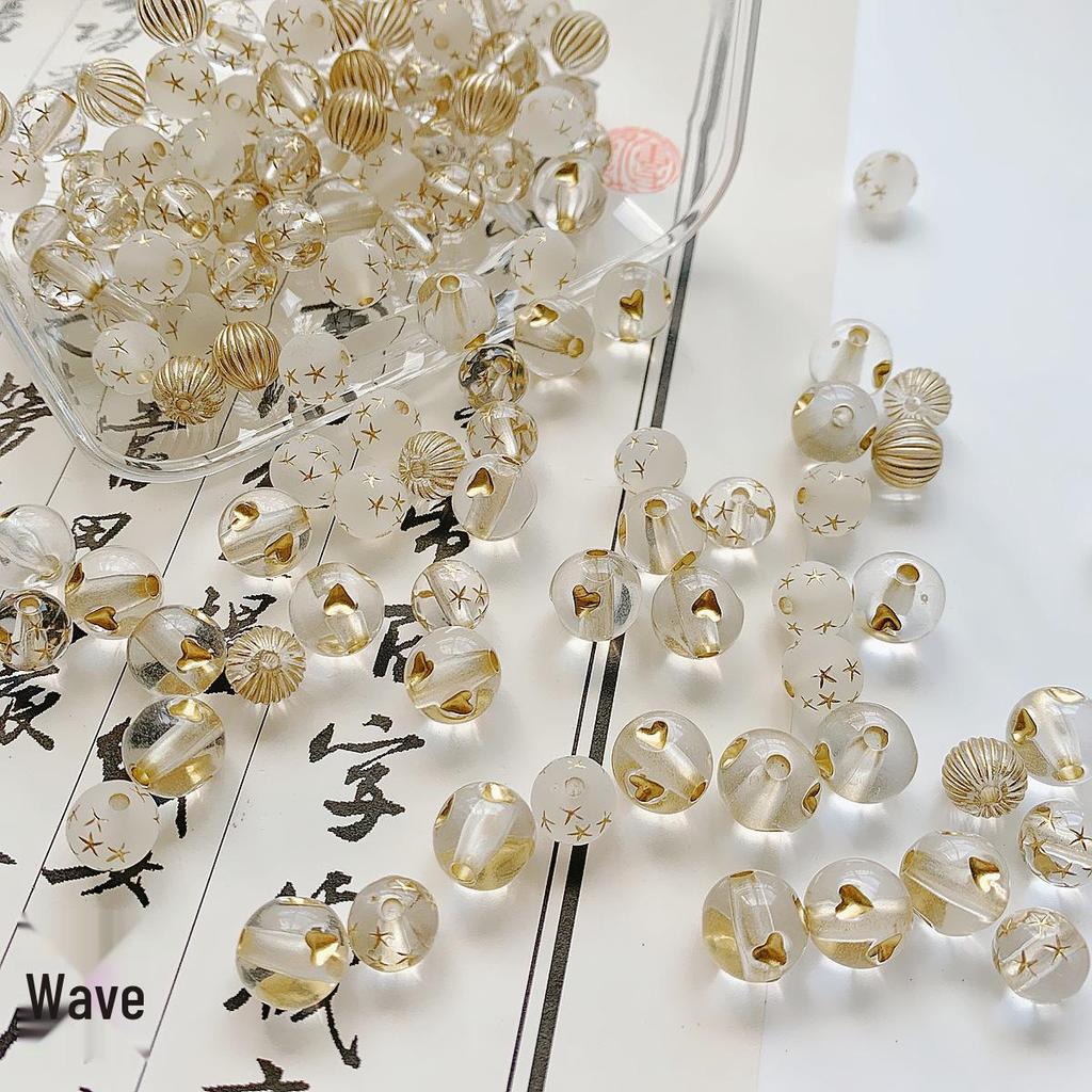 Sparkling Galaxy Gold Retro Heart & Star Beaded Acrylic Bracelet/Necklace Kit