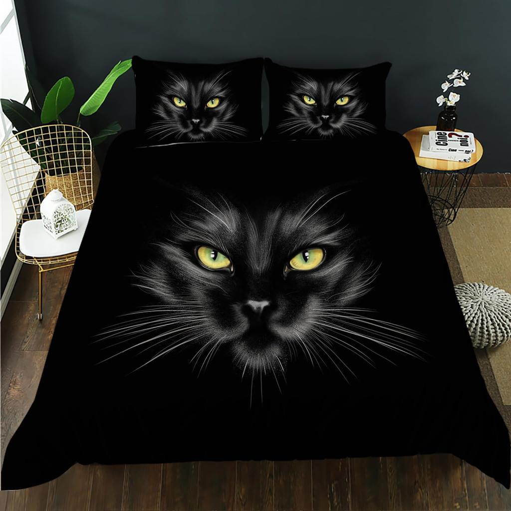 Cat Duvet Cover Pet Cat Pattern Bedding Set Cute Kitten Printed Comforter Cover For Kids Boys Girls Teens 3D Animal Theme Cover
