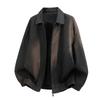 American retro men's leather jacket new pu locomotive tooling loose old money street simple leather jacket men