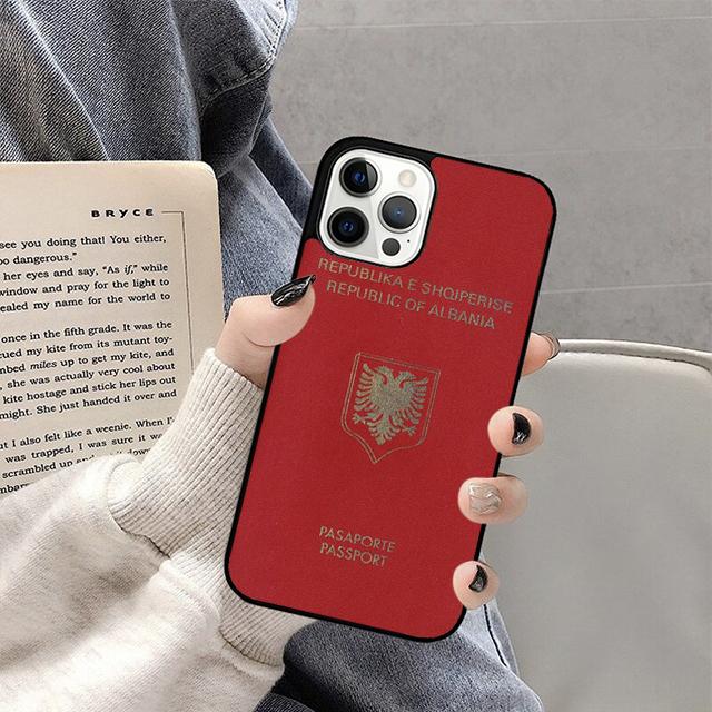 

Albania Passport Phone Case For iPhone 17 Air 16 15 14 13 12 Pro Max Plus Max Cover Shell coque iPhone 16pro max