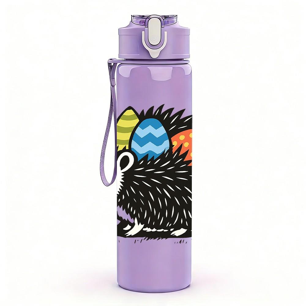1PC Easter Hedgehog Egg 750ml Color Plastic Sports Water Bottle Leakproof Flip Straw Lid Suitable for Sports Office Home Use