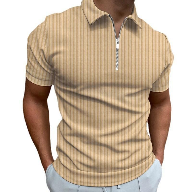 Polo de negocios a rayas de color liso con estampado 3D para hombre