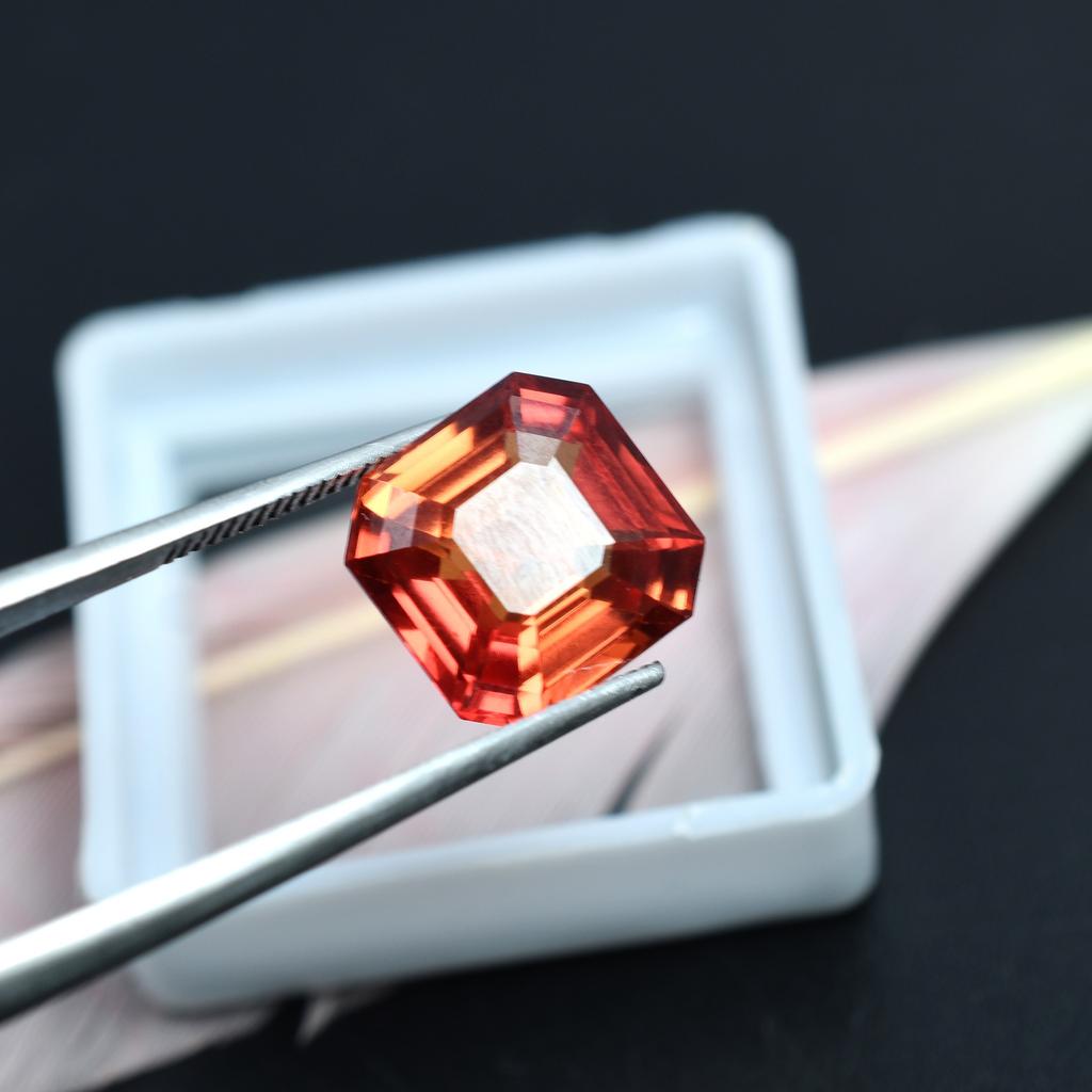 Natural Orange Sapphire Loose Gemstone 7.60 Ct Square Cut September Birthstone for Gem Collections