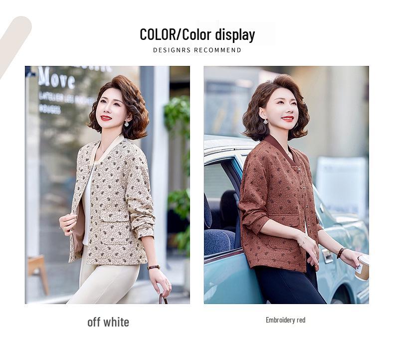 Spring Fashion Print Jacket for Middle-Aged Women 2025 - Trendy, Loose-Fit Design