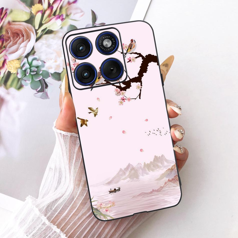 For Motorola Edge 70 Cute Flower Butterfly Cat Painted Case For Motorola Moto X70 Air Edge70 5G Black Silicone Soft Phone Cases