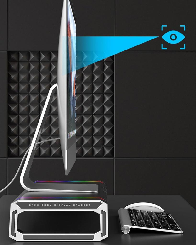 Monitor Stand with 4 USB Desktop PC Monitor Stand with Smartphone 8cm RGB PC Laptop Gaming 25kg Weight Capacity Ports, Stand, Stand, Drawer, Height,