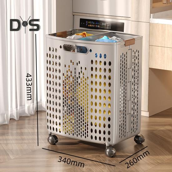 Wäschekorb mit Rädern, großes Fassungsvermögen, faltbares Design, Aufbewahrungskorb mit Rädern und Griff