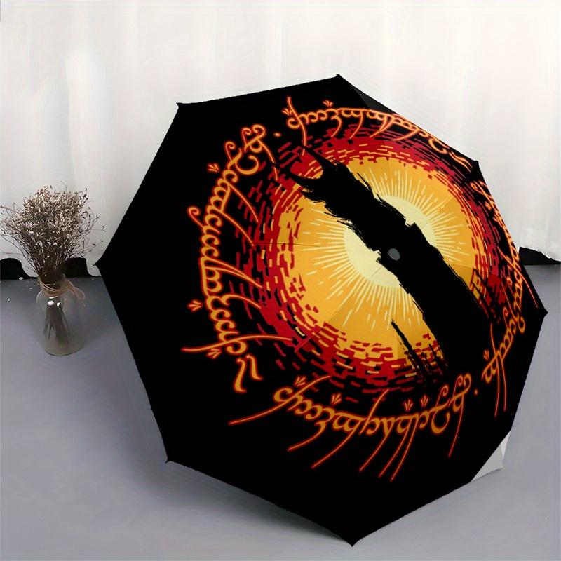 The Lord of the Rings Eye of Sauron T Shirt Umbrella, Portable 3 Fold Compact Umbrella for Men & Women,S275