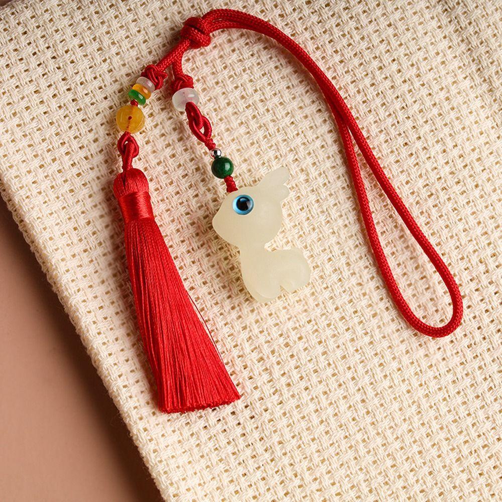 Rope Hanging Ornament Luminous Stone Car Key Chain Chinese Style Key Chain Key Ring Bag Pendant