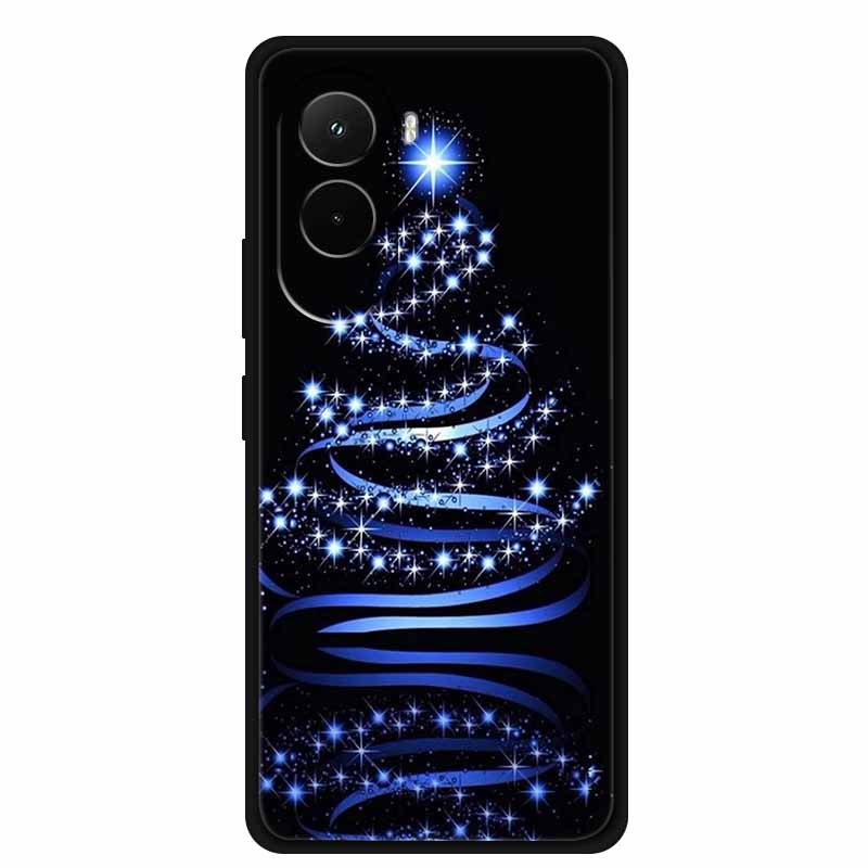 Christmas Phone Case For Poco M7 4G Case Christmas Tree Black Silicone Bumper For Xiaomi Poco M7 4G Cover PocoM7 Cartoon Coque