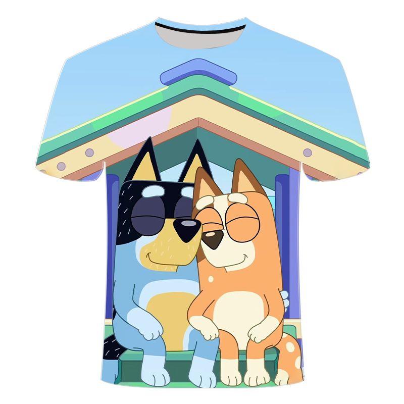2026 Unisex Toddler Bluey 3D Tee Summer Lightweight Cool Short Sleeve Cartoon Anime Print T-Shirt for Boys & Girls Daily