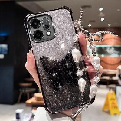 3D Fjärilhållare Armbandspläterat Fodral för Samsung Galaxy S26 S25 S24 Note 20 Ultra S23 FE S22 S21 S20 Plus Stötsäkert Skydd