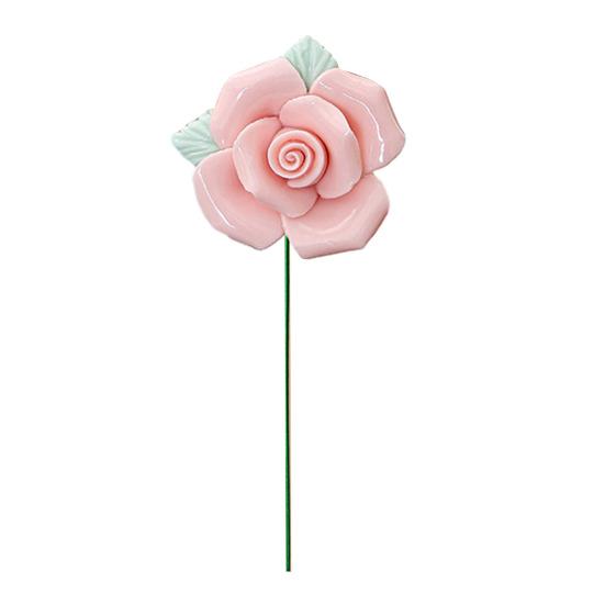 Keramisk blomma med stjälk Realistisk handgjord konstgjord blomma Hem Kontor Vardagsrum Vas Färgglad falsk blomdekoration