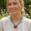 Colorful Bead Choker Multi-Color Statement Jewelry Unique Heart Pendant Necklace  Party Accessories