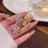 Iris Metal Flower Ear Hook Earrings: Elegant Retro Palace Style for Women