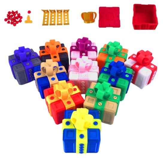 3D Printed Annoying Gift Box with Screws Christmas Puzzle Present Box Prank Case Home Office Desktop Decoration Ornament Joke Gag Gift