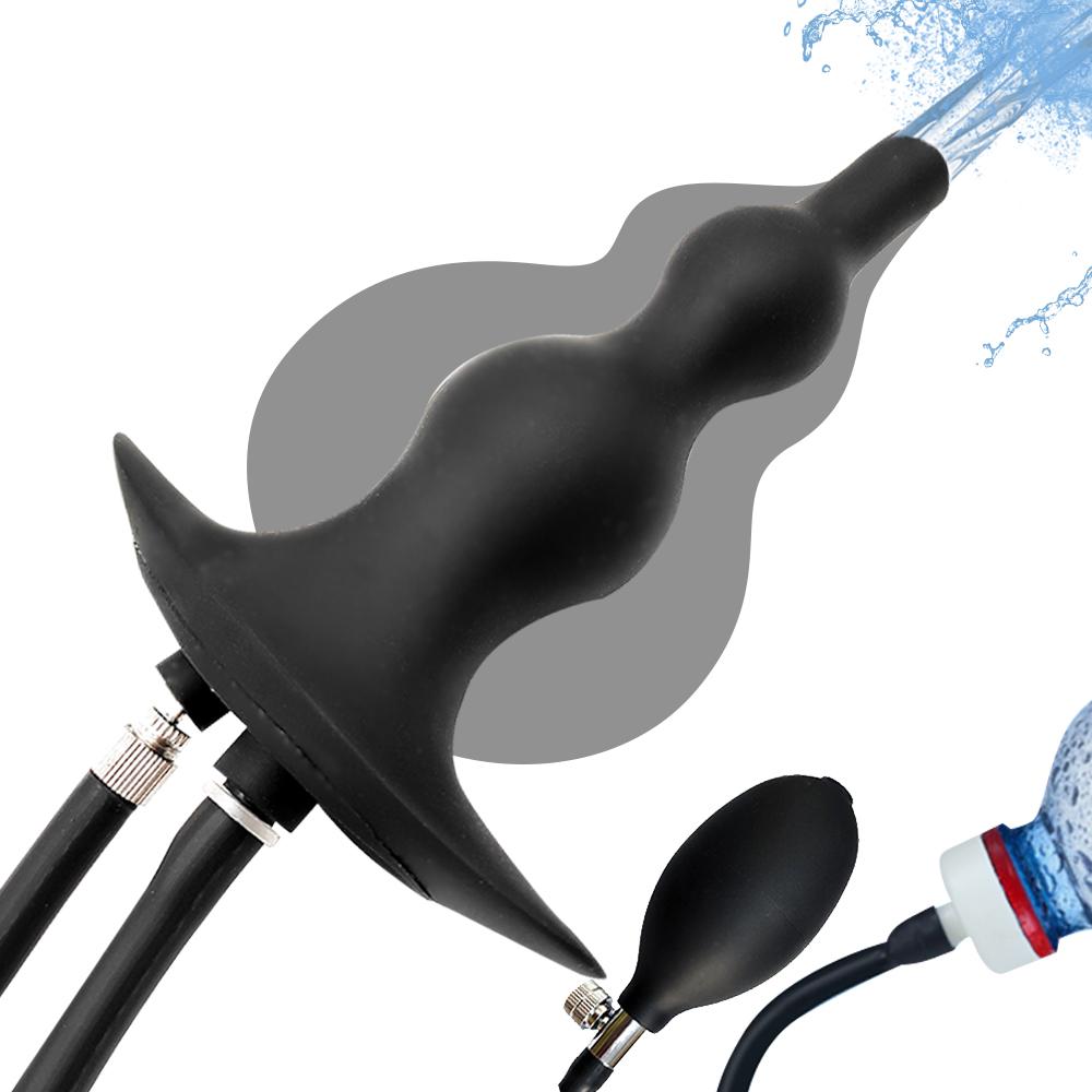 Water Spray Inflatable Anal Plug Anal Enema Cleaner Anal Expander Rear Court Pull Bead Anal Plug Adult SM Alternative Sex
