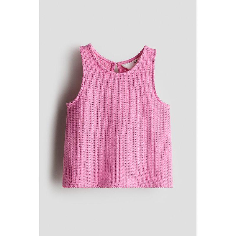 

HM Children s Clothing Girl Vest 2025 Summer New Arrival Western Style Sleeveless Texture Halterneck Knitting Sling Tops 1286339 Cherry Red 120/60(4-6Y)