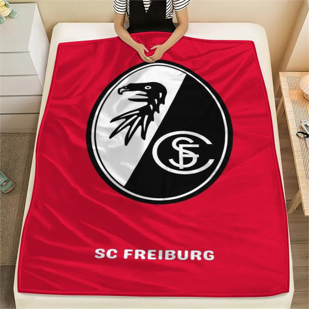 1Pc SC Freiburg Print Flannel Blanket High Quality Warm Comfortable Cover for All Seasons Perfect for Gifts Home Decor