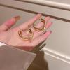 Stylish Silver Needle Round Hoop Earrings: Simple, Fashionable, Versatile, with a Light Luxury Feel