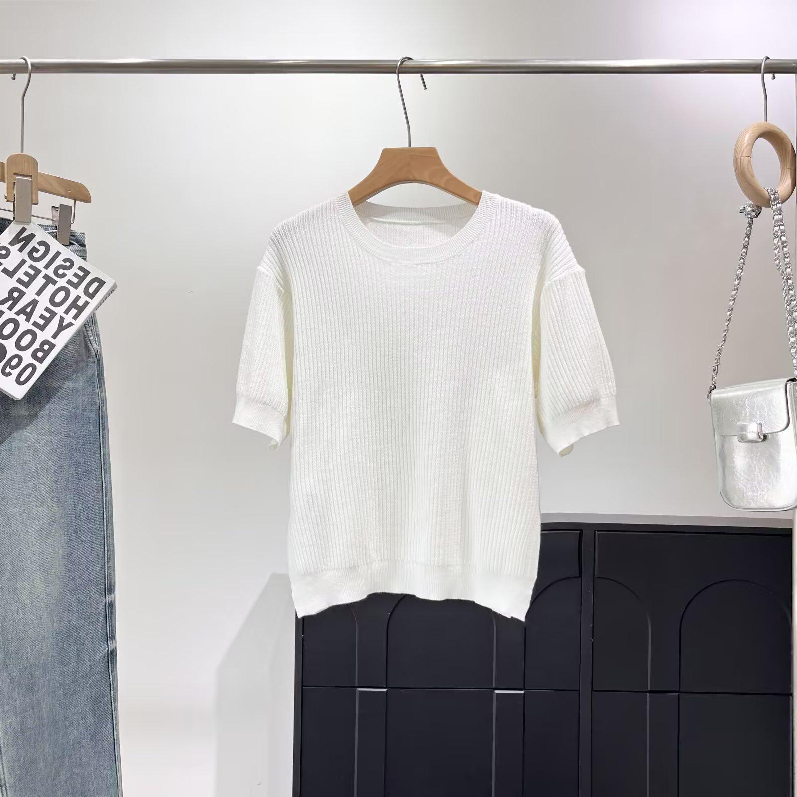 

BM&MD&ZA Spring/Summer Women s Knit Crew Neck Top Large білий