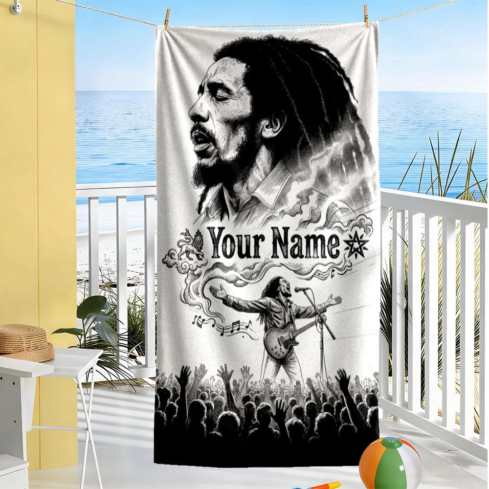 Bob Marley Personalized Text Beach Towel Super Soft & Absorbent Portable for SwimmingBeachCamping Travel Beach AccessoriesGym